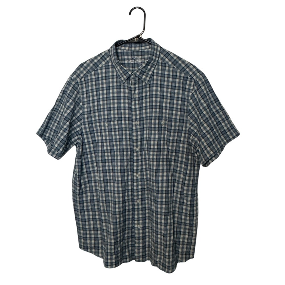 Vineyard Vines Shirt Mens Large Blue Plaid On The Go Seersucker Performance OTG
